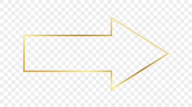 oro brillante flecha forma marco aislado en antecedentes. brillante marco con brillante efectos vector ilustración.