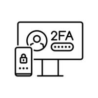 2fa dos factor verificación por móvil teléfono, icono vector