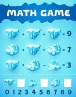 Math game worksheet ice crystals and shards riddle vector