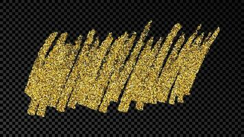 Hand drawn ink spot in gold glitter. Gold ink spot with sparkles isolated on dark background. Vector illustration