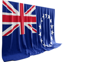 Cook Islands Flag Curtain in 3D Rendering Showcasing Cook Islands' Beauty png