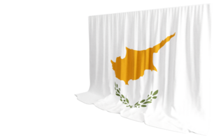Chipre bandeira cortina dentro 3d Renderização exibindo Chipre' beleza png