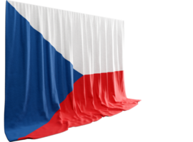 Czech Flag Curtain in 3D Rendering Czech Republic's Resilience png