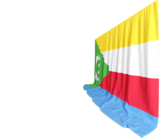 Comorian Flag Curtain in 3D Rendering Celebrating Comorian Heritage png