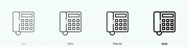 telephone icon. Thin, Light, Regular And Bold style design isolated on white background vector