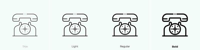 telephone icon. Thin, Light, Regular And Bold style design isolated on white background vector