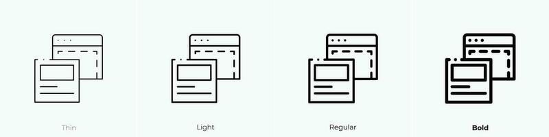 modelo icono. delgado, luz, regular y negrita estilo diseño aislado en blanco antecedentes vector