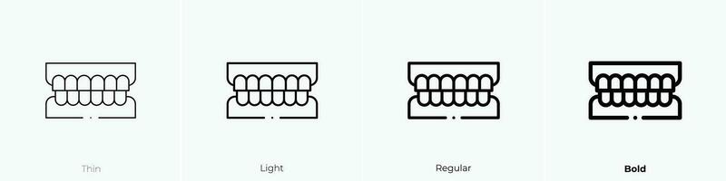 dientes icono. delgado, luz, regular y negrita estilo diseño aislado en blanco antecedentes vector