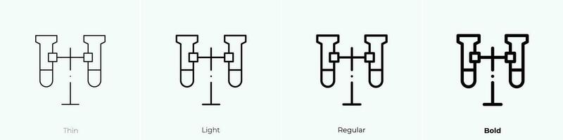 prueba tubos icono. delgado, luz, regular y negrita estilo diseño aislado en blanco antecedentes vector