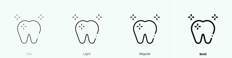 dientes icono. delgado, luz, regular y negrita estilo diseño aislado en blanco antecedentes vector