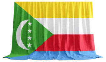 Comorian Flag Curtain in 3D Rendering Celebrating Comorian Heritage png