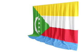 Comorian Flag Curtain in 3D Rendering Celebrating Comorian Heritage png