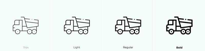 tipper icon. Thin, Light, Regular And Bold style design isolated on white background vector