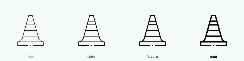 tráfico cono icono. delgado, luz, regular y negrita estilo diseño aislado en blanco antecedentes vector