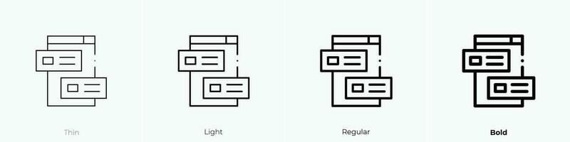 título icono. delgado, luz, regular y negrita estilo diseño aislado en blanco antecedentes vector