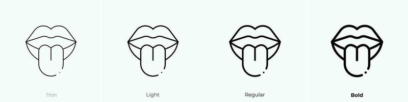 tongue icon. Thin, Light, Regular And Bold style design isolated on white background vector