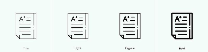 test icon. Thin, Light, Regular And Bold style design isolated on white background vector