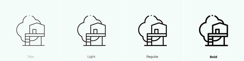 árbol casa icono. delgado, luz, regular y negrita estilo diseño aislado en blanco antecedentes vector