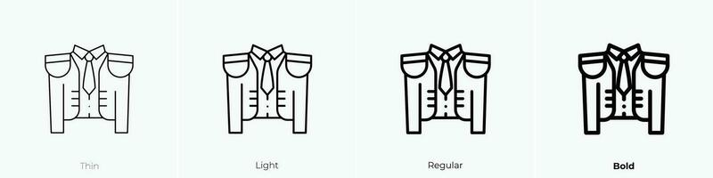 traje de luces icon. Thin, Light, Regular And Bold style design isolated on white background vector