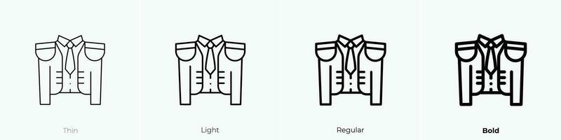 traje de luces icon. Thin, Light, Regular And Bold style design isolated on white background vector