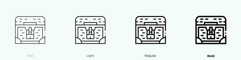 treasure chest icon. Thin, Light, Regular And Bold style design isolated on white background vector