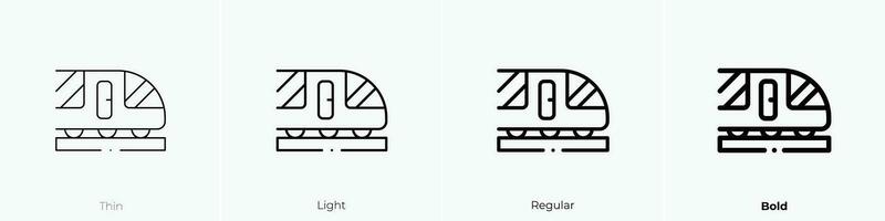 train icon. Thin, Light, Regular And Bold style design isolated on white background vector