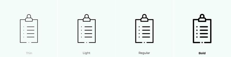 to do list icon. Thin, Light, Regular And Bold style design isolated on white background vector