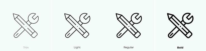 tools icon. Thin, Light, Regular And Bold style design isolated on white background vector