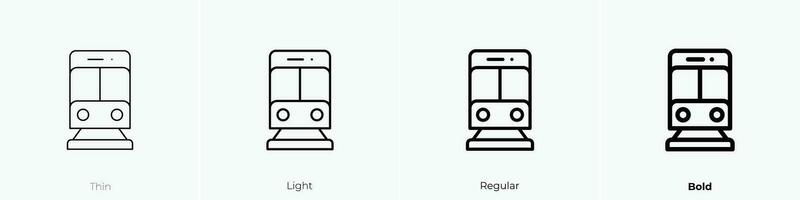 tren icono. delgado, luz, regular y negrita estilo diseño aislado en blanco antecedentes vector