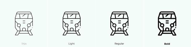 train icon. Thin, Light, Regular And Bold style design isolated on white background vector