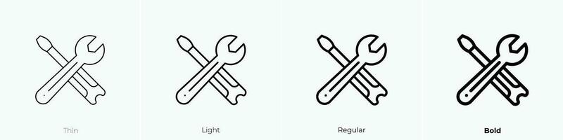 tools icon. Thin, Light, Regular And Bold style design isolated on white background vector