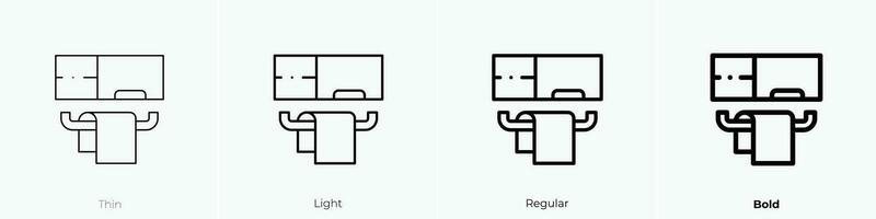 toalla carril icono. delgado, luz, regular y negrita estilo diseño aislado en blanco antecedentes vector