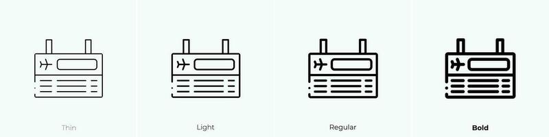 timetable icon. Thin, Light, Regular And Bold style design isolated on white background vector