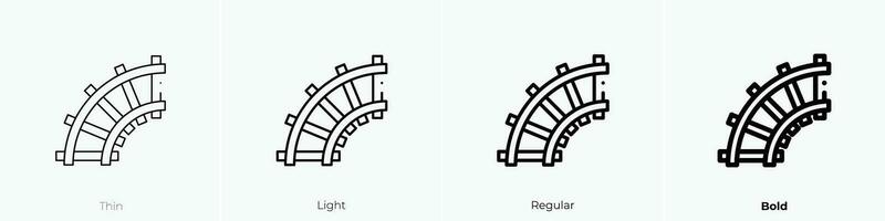 train tracks icon. Thin, Light, Regular And Bold style design isolated on white background vector