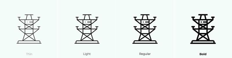 tower icon. Thin, Light, Regular And Bold style design isolated on white background vector