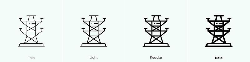 torre icono. delgado, luz, regular y negrita estilo diseño aislado en blanco antecedentes vector