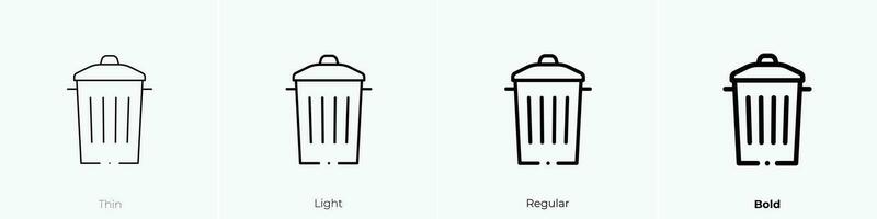 trash bin icon. Thin, Light, Regular And Bold style design isolated on white background vector