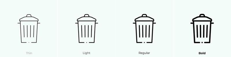 trash bin icon. Thin, Light, Regular And Bold style design isolated on white background vector