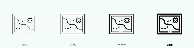 treasure map icon. Thin, Light, Regular And Bold style design isolated on white background vector