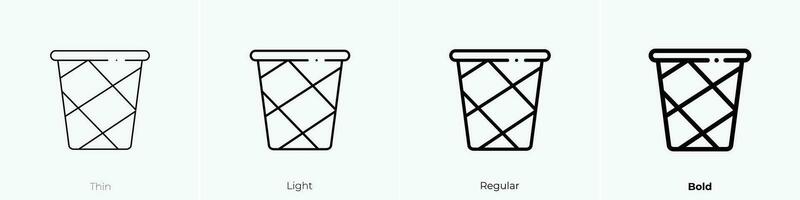 trash icon. Thin, Light, Regular And Bold style design isolated on white background vector