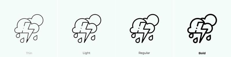 thunderstorm icon. Thin, Light, Regular And Bold style design isolated on white background vector