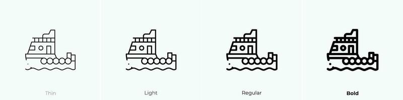 towboat icon. Thin, Light, Regular And Bold style design isolated on white background vector