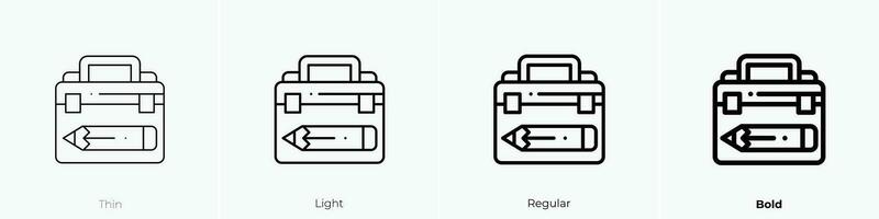 caja de herramientas icono. delgado, luz, regular y negrita estilo diseño aislado en blanco antecedentes vector