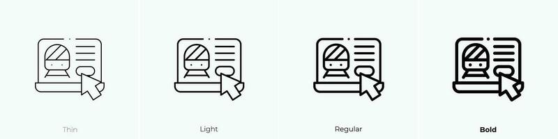 train icon. Thin, Light, Regular And Bold style design isolated on white background vector