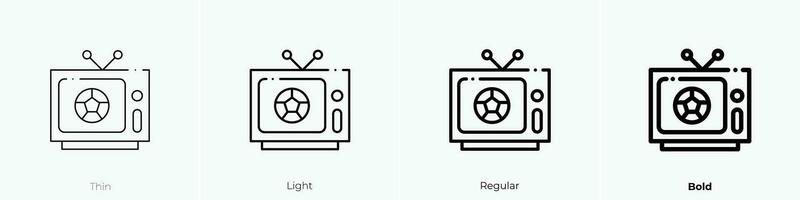 televisión icono. delgado, luz, regular y negrita estilo diseño aislado en blanco antecedentes vector