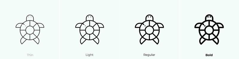 tortuga icono. delgado, luz, regular y negrita estilo diseño aislado en blanco antecedentes vector