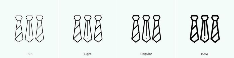 ties icon. Thin, Light, Regular And Bold style design isolated on white background vector