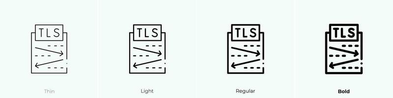 tls protocol icon. Thin, Light, Regular And Bold style design isolated on white background vector