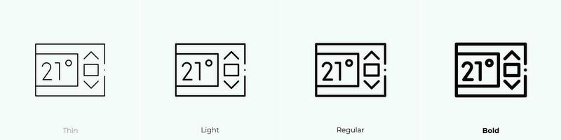 thermostat icon. Thin, Light, Regular And Bold style design isolated on white background vector