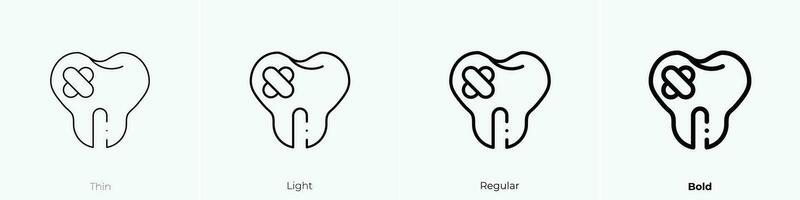 toothache icon. Thin, Light, Regular And Bold style design isolated on white background vector